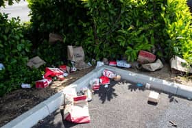 KFC rubbish in the car park at Sixfields. Photo: Leila Coker