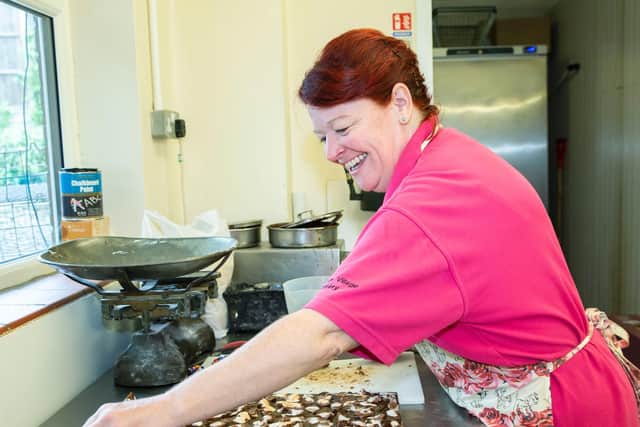Liz Dean pictured by Kirsty Edmonds making Rocky Roads.