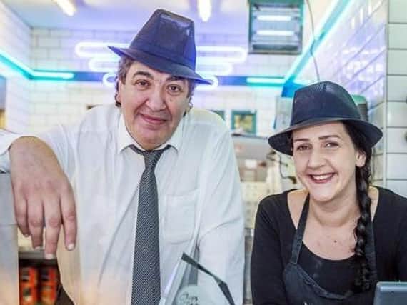 Boss Nick Panayis pictured with team member Hollie Goldson. Picture taken by Kirsty Edmonds pre-lockdown as they accepted the Chronicle's award in 2019 for the best town chippy.