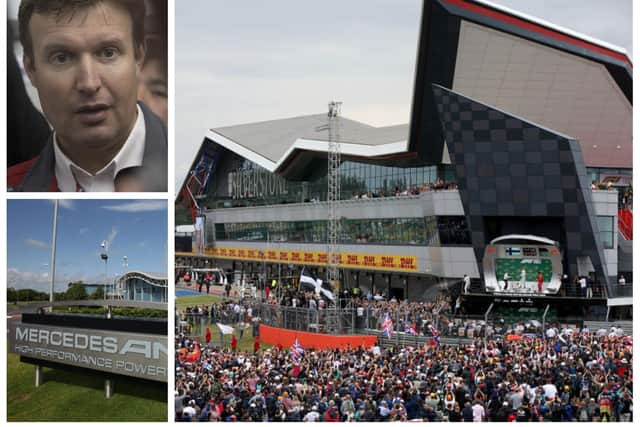 Silverstone boss Stuart Pringle is optimisitc Mercedes and their rivals will be racing in a British Grand Prix this year. Photos: Getty Images / Mercedes AMG