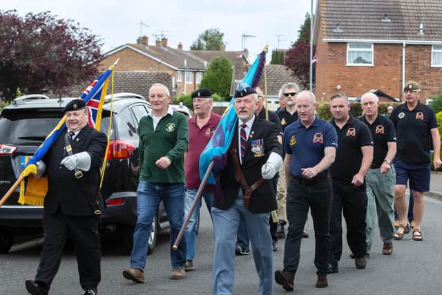 The RAFA in partnership with the RBL Duston & District branch put on a small parade in Eddie's street.