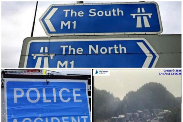 An accident is causing queues on the M1 this morning