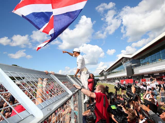 Lewis Hamilton after winning the 2019 British Grand Prix at Silverstone