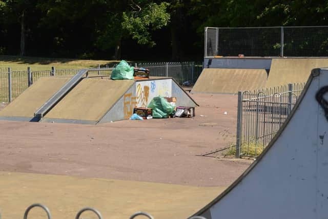 Empty boxes of cider and bin bags were left in Lingswood Park over the weekend.