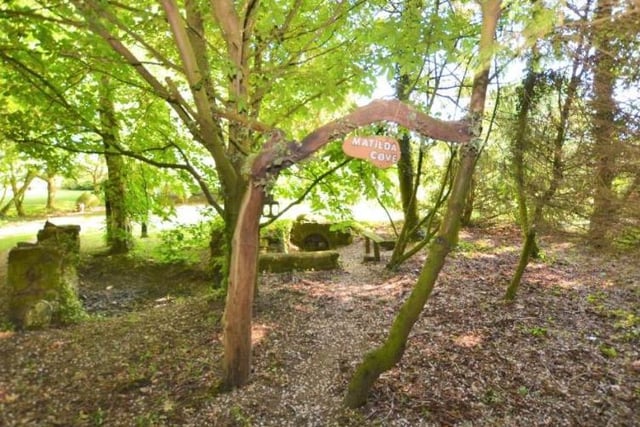 The barn in Overstone includes a patch of woodland. Photo: Purple Bricks