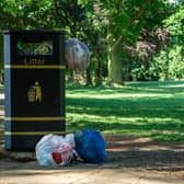 Bins were overflowing in Abington Park on Sunday morning. Picture taken by Felix Lupascu.