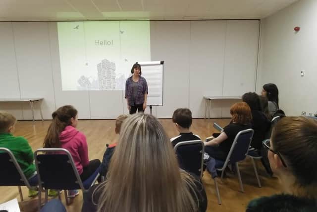 Children's author Polly Ho-Yen doing her workshop Doodle a Character at last year's Moulton Literary Festival