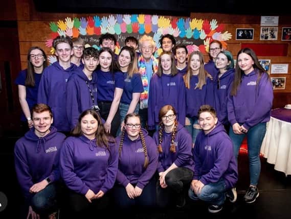 Members of the Royal and Derngate's Youth Theatre company with Sir Ian McKellen