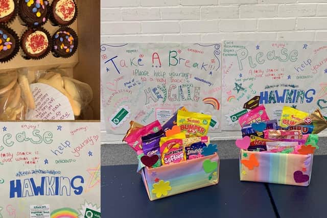 Some of the sweet treats and kind messages from Mary Oxley's grandchildren to staff and patients at St Andrew's Healthcare