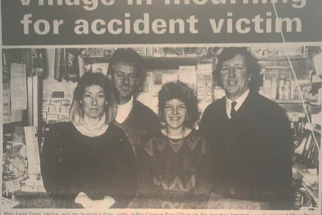 The car crash that killed David's mum and dad made the front page of the Chronicle & Echo.