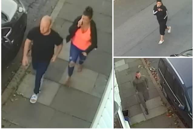 Police have issued CCTV images of three people they want to speak to. Photos: Northamptonshire Police
