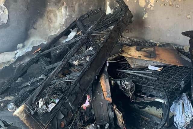 The damage to the upstairs of the house was severe.