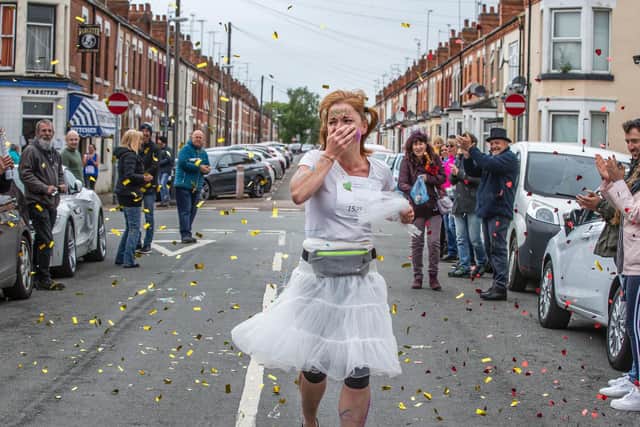 Chantelle was blown away on Saturday after her street came out to support her while she crossed the finishing line. Pictures taken by Kirsty Edmonds.