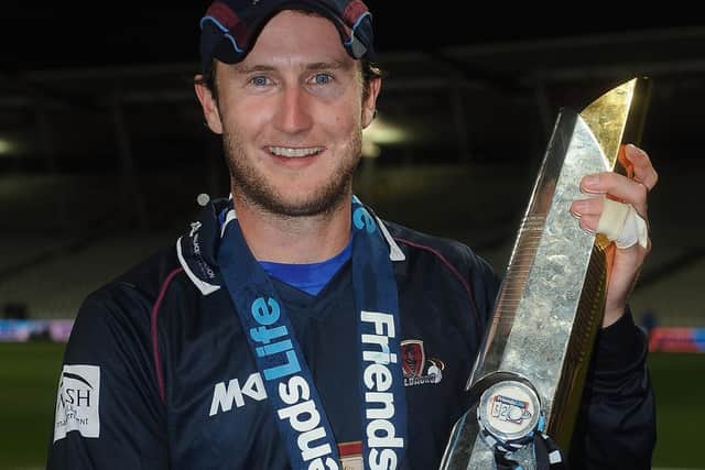 Alex Wakely shows off the T20 trophy