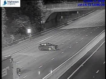 Highways England traffic cameras shows the wreckage of the Seat Ibiza