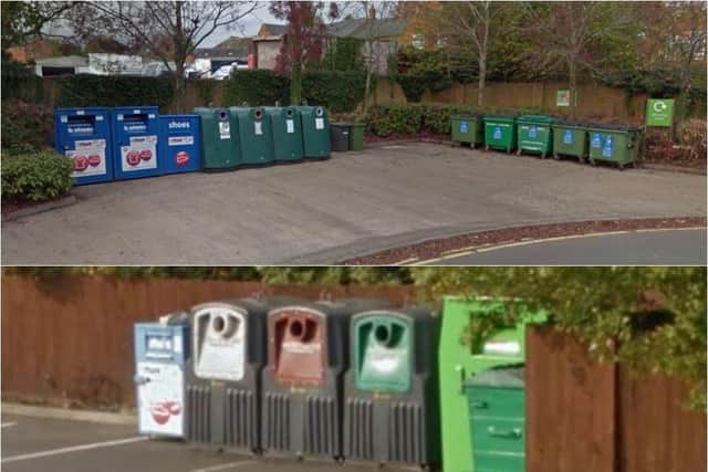 The recycling centres at Waitrose (above) and Tesco in Towcester will be removed. Photos: Google