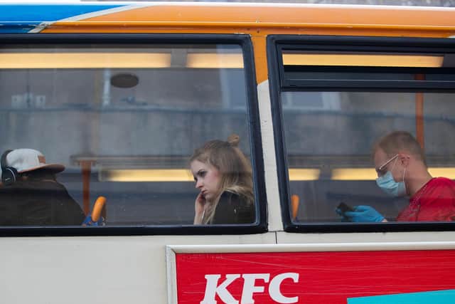 Some passengers are exempt from wearing a face covering. Photo: Leila Coker.