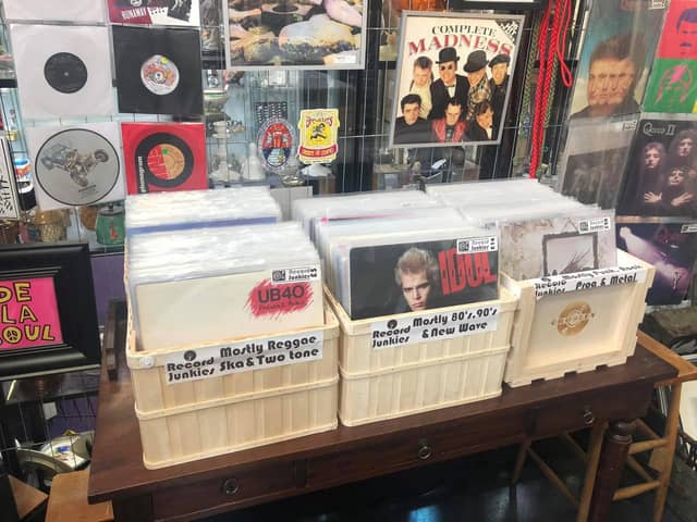 Just a small selection of the vinyls on offer at Record Junkies in Click Antiques and Vintage on Moore Street, Kingsley, Northampton