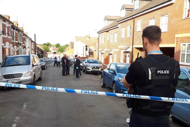 Police at the scene.