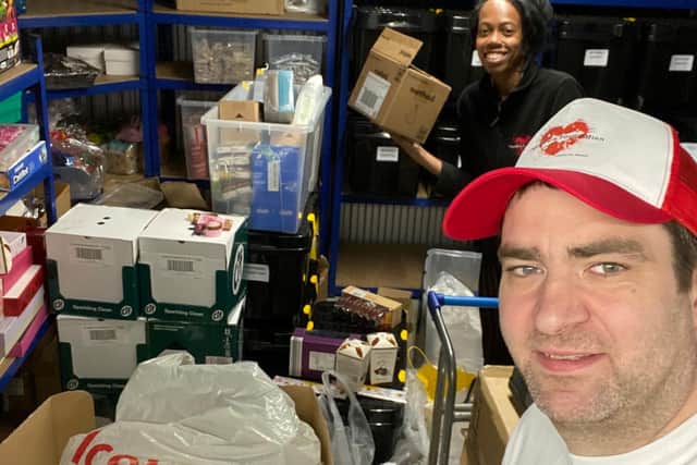 Lee and Lorraine still work full time jobs as well as putting together care packages over the weekends.