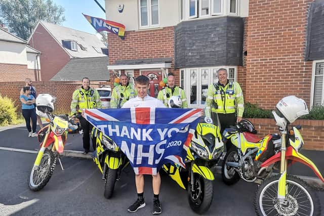 Trystan Barnett with the police motorcyclist team Picture: Northamptonshire Police