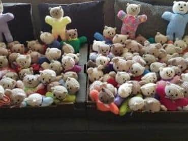 Some of the teddies Ruth and Pauline have made.