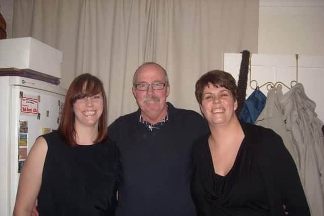 Lisa Holder (left) with her father Graeme Mauchel and sister Anna. Photo courtesy of the British Heart Foundation
