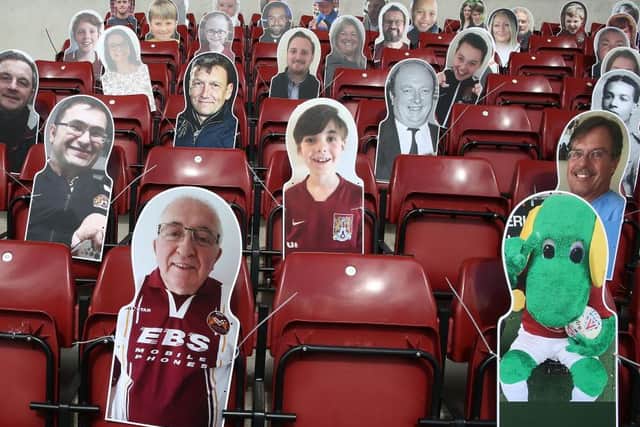 The Cobblers in the Crowd cutouts from last week's semi-final clash with Cheltenham are being transferred to Wembley for Monday's play-off final