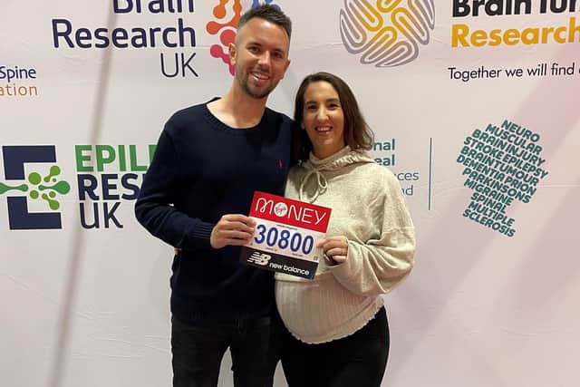 Tom and Samantha before Tom ran the London Marathon.