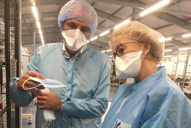 MP Andrew Leadsom was given a tour of the factory by Medicom UK's MD Hugues Bourgeois