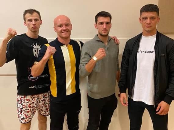 Kieron Conway (far right) pictured with his Team Shoe-Box stablemates at The Deco on Sunday. They are (from left) Ryan Conway, Dempsey Madden and Ben Vaughan