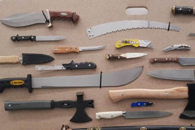 Some of the potentially deadly weapons surrendered during previous knife amnesties in Northampton