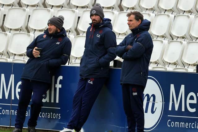 John Sadler (left) and assistant Chris Liddle (centre) have spent the past two seasons working under the leadership of David Ripley
