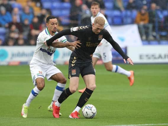 Mitch Pinnock on the ball against Tranmere. Pictures: Pete Norton.