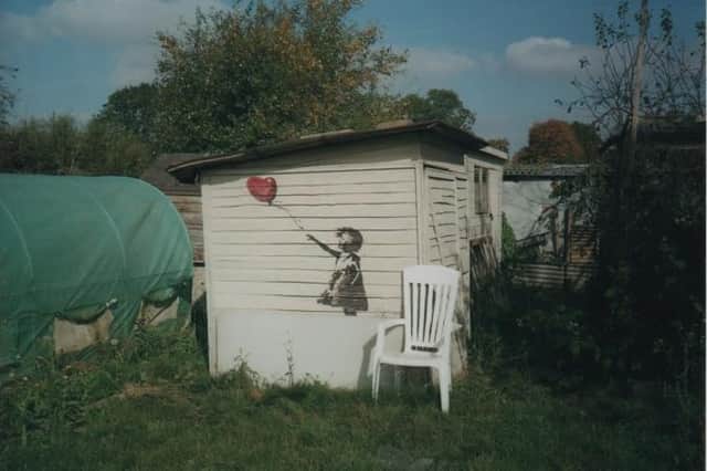 The artwork was spotted on the side of a shed in Billing Road East.