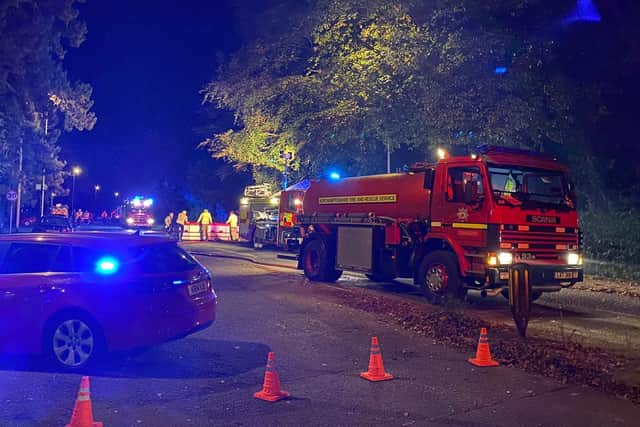 Fire crews tackling the blaze in Earls Barton last night
