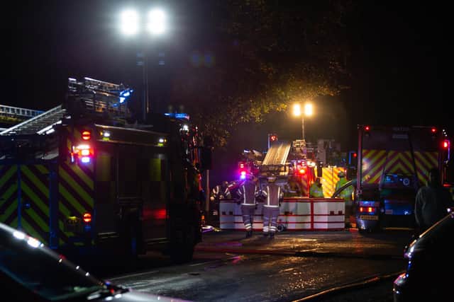 Fire crews worked through the night at the scene in Earls Barton.