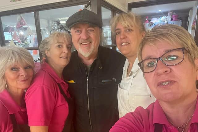 The team at Duston Village Bakery were over the moon when Bill Bailey posed for a photo with them.