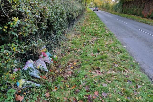 Flowers left at the scene.