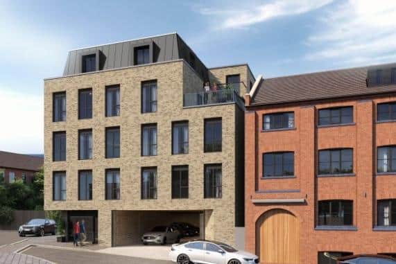 A 3D render of what the flats could look like (left) and the former Motion Bar and Nightclub (right).