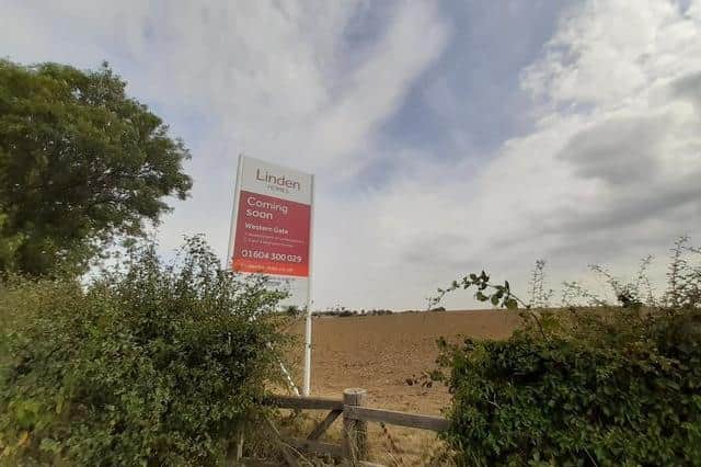The site is a field just off Sandy Lane between Harpole and Duston