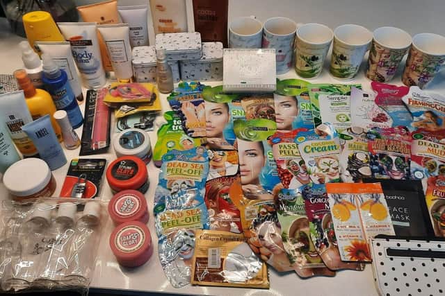 Some of the items donated via the shoebox appeal