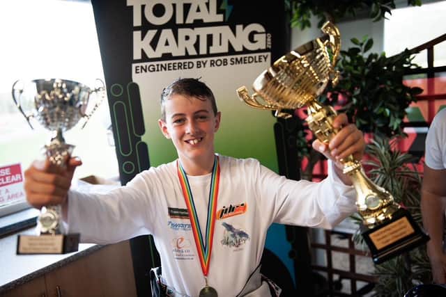 Joel with his Championship win and Race & Respect Trophies. Credit: Car Scene UK Media.