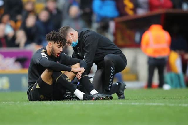 Kion Etete was forced off with a bloody mouth. Picture: Pete Norton.