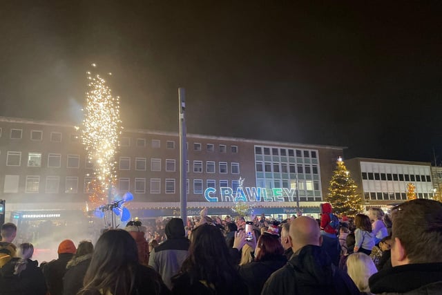 Crawley Christmas Lights switch on. Picture courtesy of Crawley Town Centre BID SUS-211122-121147004