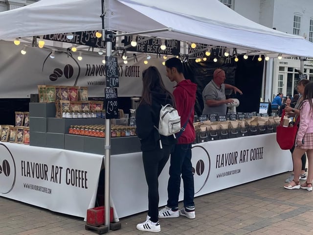 Flavour Art Coffee at the street market in Church Walk, Burgess Hill.