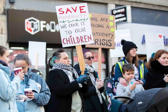 Local midwives gathered in Abington Street to get their message across. Photo: Kirsty Edmonds.