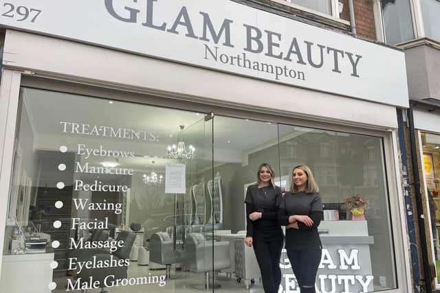 Elsa and Christina outside Glam Beauty