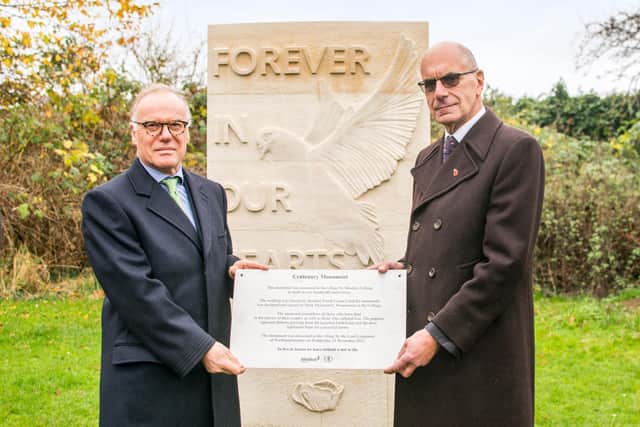 Left to right: Lord-Lieutenant James Watson of Northamptonshire with councillor David Aarons Chair of Moulton Parish Council