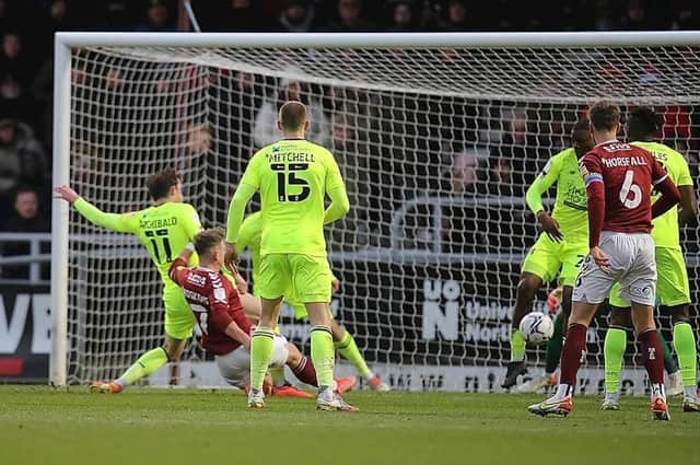 Sam Hoskins' scores the only goal in the Cobblers' win over Leyton Orient (Picture: Pete Norton)